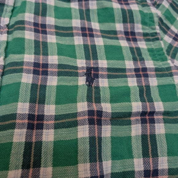Ralph Lauren Plaid Button Down Flannel Shirt Mens M Custom Fit Green Navy - Picture 2 of 6
